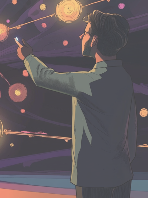 A scientist is learning quantum world
